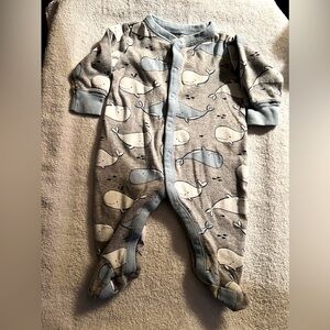 Carters grey Whale Print Kids One Piece size 3 mths